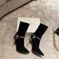 Balmain black leather ankle boots with gold chain logo Ladies Sissy Ankle Boot