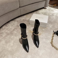 Balmain black leather ankle boots with gold chain logo Ladies Sissy Ankle Boot