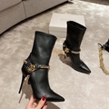 Balmain black leather ankle boots with gold chain logo Ladies Sissy Ankle Boot