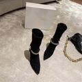 Balmain black leather ankle boots with gold chain logo Ladies Sissy Ankle Boot