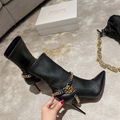 Balmain black leather ankle boots with gold chain logo Ladies Sissy Ankle Boot