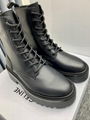 CELINE BULKY LACED UP BOOT IN SHINY BULL BLACK WOMEN LEATHER LACE UP ANKLE BOOTS