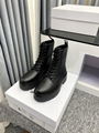 CELINE BULKY LACED UP BOOT IN SHINY BULL BLACK WOMEN LEATHER LACE UP ANKLE BOOTS