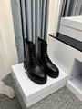 CELINE BULKY LACED UP BOOT IN SHINY BULL BLACK WOMEN LEATHER LACE UP ANKLE BOOTS