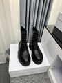 CELINE BULKY LACED UP BOOT IN SHINY BULL BLACK WOMEN LEATHER LACE UP ANKLE BOOTS