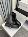 CELINE BULKY LACED UP BOOT IN SHINY BULL BLACK WOMEN LEATHER LACE UP ANKLE BOOTS