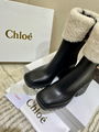 Chloe PVC Fur Betty Boots Black Chloe Block heel boots