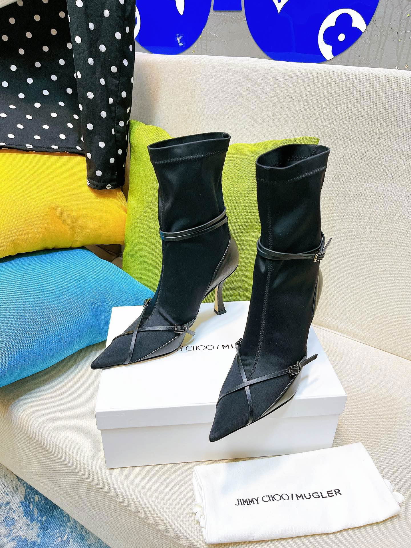            x Mugler buckle strap mid calf boots Women buckle strap boots  4