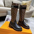 Louis Vuitton LV monogram knee flat boots LV Women high boots