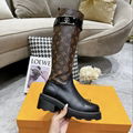 Louis Vuitton LV monogram knee flat boots LV Women high boots