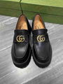 Gucci Leather lug sole Horsebit loafer women platform slip one shoes