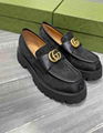 Gucci Leather lug sole Horsebit loafer women platform slip one shoes