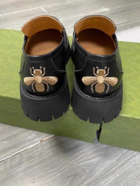       Leather lug sole Horsebit loafer women platform slip one shoes 2