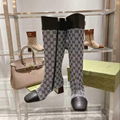       Ellis GG-monogram canvas knee high boots in beige and ebony GG canvas 10