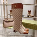 Gucci Ellis GG-monogram canvas knee high boots in beige and ebony GG canvas