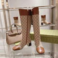 Gucci Ellis GG-monogram canvas knee high boots in beige and ebony GG canvas