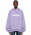 BALENCIAGA Oversized Distressed Logo Print Cotton Jersey Hoodie destroyed hood