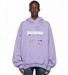 Oversized Distressed Logo Print Cotton Jersey Hoodie destroyed hood