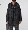 Burberry Hooded Goose Feather Check Puffer Down Coat Men Hooded Puffer Coat