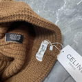 CELINE SEAMLESS CASHMERE BUCKET HAT WITH TRIOMPHE EMBROIDERY KNIT WARM HAT