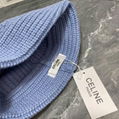CELINE SEAMLESS CASHMERE BUCKET HAT WITH TRIOMPHE EMBROIDERY KNIT WARM HAT