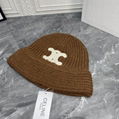        SEAMLESS CASHMERE BUCKET HAT WITH TRIOMPHE EMBROIDERY KNIT WARM HAT 12