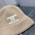        SEAMLESS CASHMERE BUCKET HAT WITH TRIOMPHE EMBROIDERY KNIT WARM HAT 17