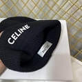 CELINE EMBROIDERED BEANIE IN BRUSHED SHETLAND WOOL KINT HAT 