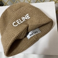 CELINE EMBROIDERED BEANIE IN BRUSHED SHETLAND WOOL KINT HAT 