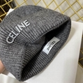 CELINE EMBROIDERED BEANIE IN BRUSHED SHETLAND WOOL KINT HAT 