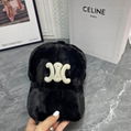        TRIOMPHE BASEBALL CAP IN Fur Winter soft warm hats 5