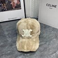 Celine TRIOMPHE BASEBALL CAP IN Fur Winter soft warm hats