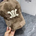 Celine TRIOMPHE BASEBALL CAP IN Fur Winter soft warm hats