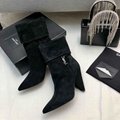 Saint Laurent Boots Niki leather ankle boots YSL fold over cuffs shorts