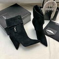 Saint Laurent Boots Niki leather ankle boots YSL fold over cuffs shorts