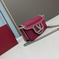 Valentino Loco Emboridered Small Shoulder Bag Women diamond purses pink 