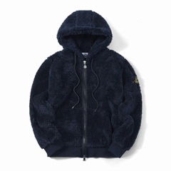 Stone island Logo Embroidered Cotton Poplin-Panelled WoolBlend Fleece Jacket 