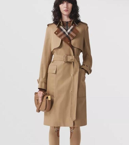          Exaggerated check-panel trench coat Women long coats 5