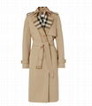 Exaggerated check-panel trench coat