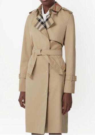          Exaggerated check-panel trench coat Women long coats 2