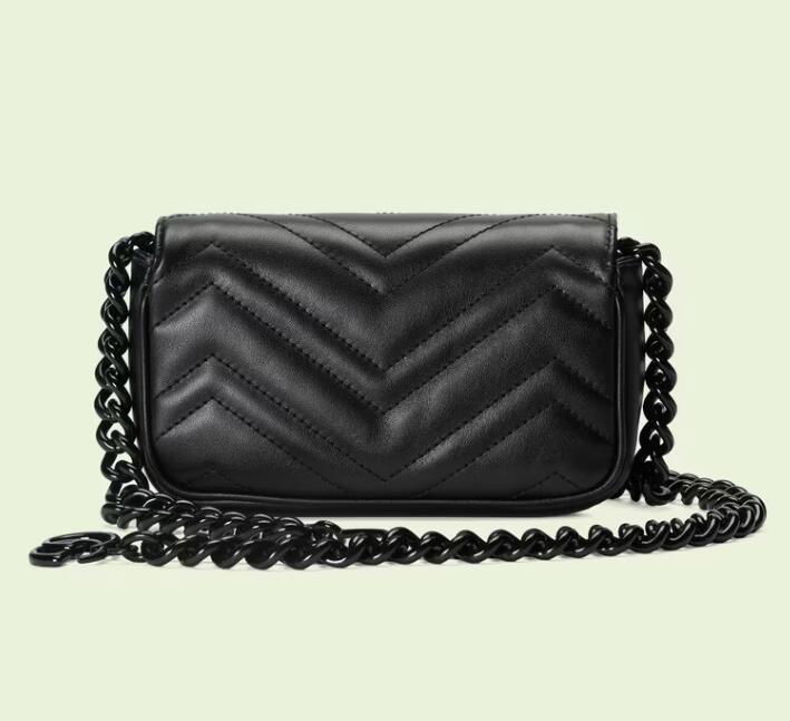       GG Marmont belt bag Double G Black chevron matelassé leather small bag  2