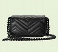 Gucci GG Marmont belt bag Double G Black chevron matelassé leather small bag 