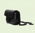       GG Marmont belt bag Double G Black chevron matelassé leather small bag  7