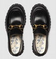 Gucci Leather lug sole Horsebit loafers Women platform slip on shoes