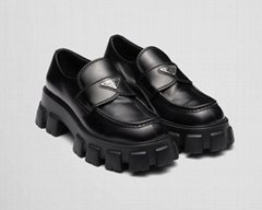 prada Brushed leather Monolith loafers Prada  classic penny loafer chunky rubber