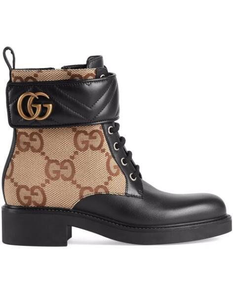       GG canvas logo plaque ankle boots Women gg leather boos 2