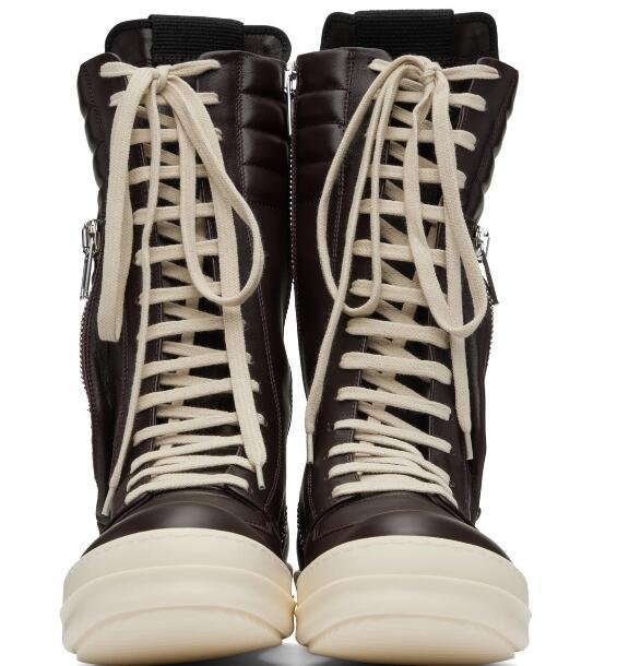 RICK OWENS Black Cargobasket Sneakers High-top grained calfskin sneakers boots 5