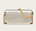 VALENTINO SMALL LOCO METALLIC CALFSKIN SHOULDER BAG WITH CHAIN STRAP 