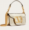           SMALL LOCO METALLIC CALFSKIN SHOULDER BAG WITH CHAIN STRAP 