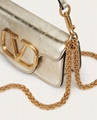 VALENTINO SMALL LOCO METALLIC CALFSKIN SHOULDER BAG WITH CHAIN STRAP 